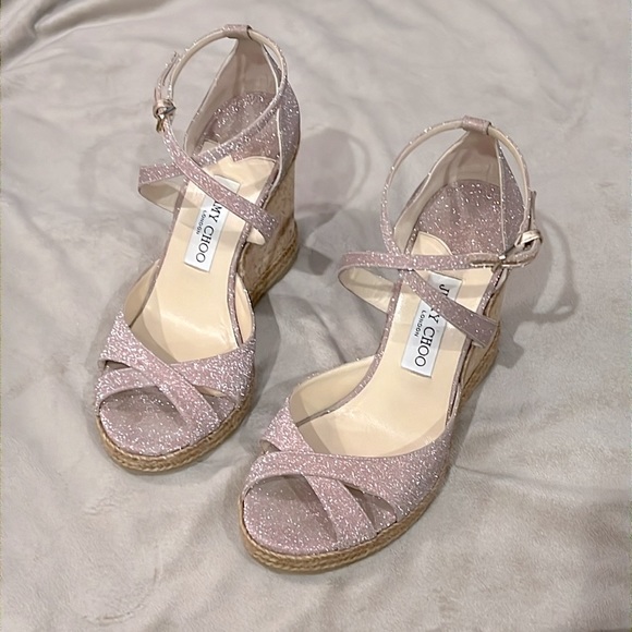 Jimmy Choo Alanah 105 Glittered Woven Espadrille - Picture 6 of 8